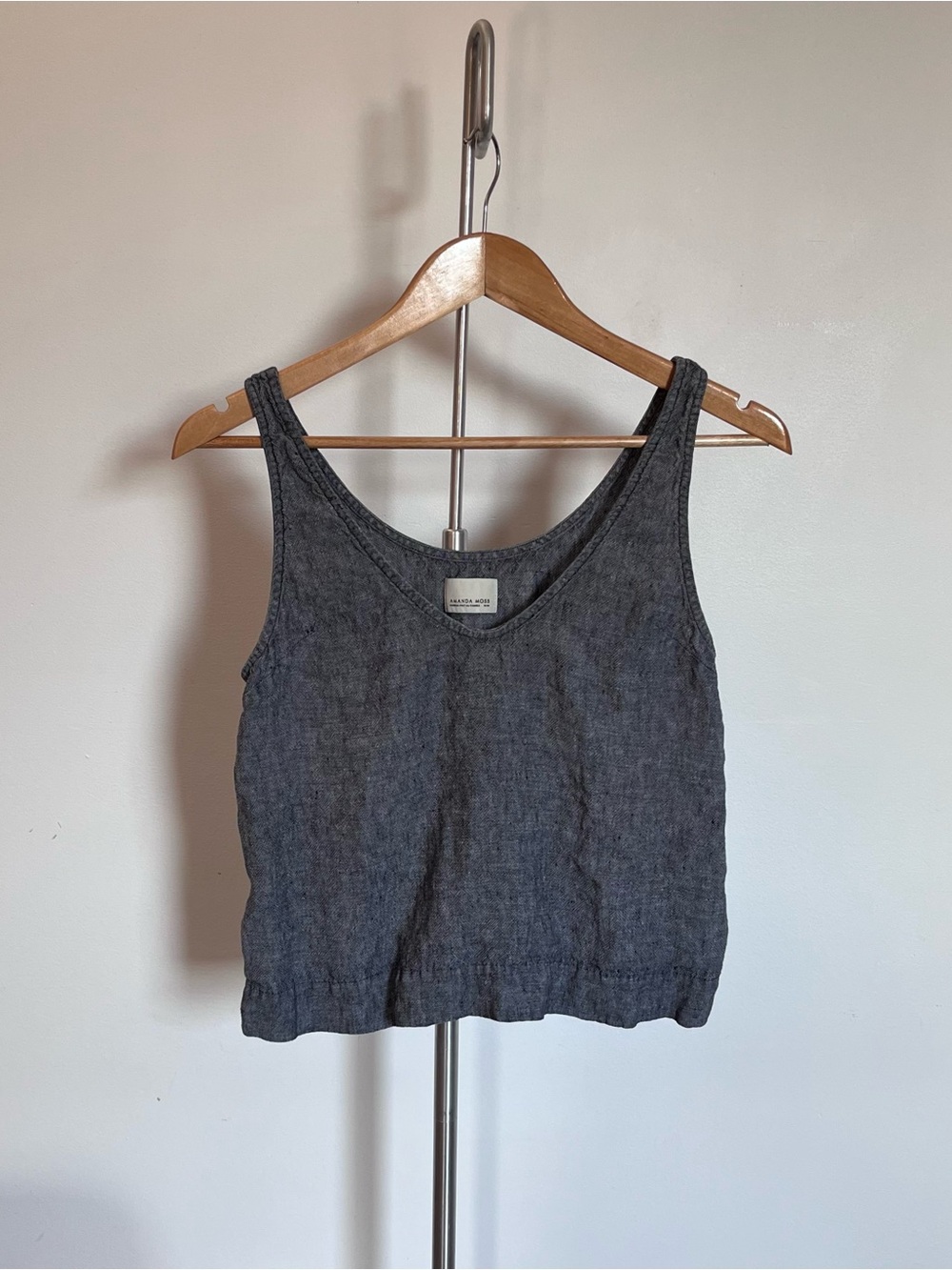 Grey Washed Linen Tank Top